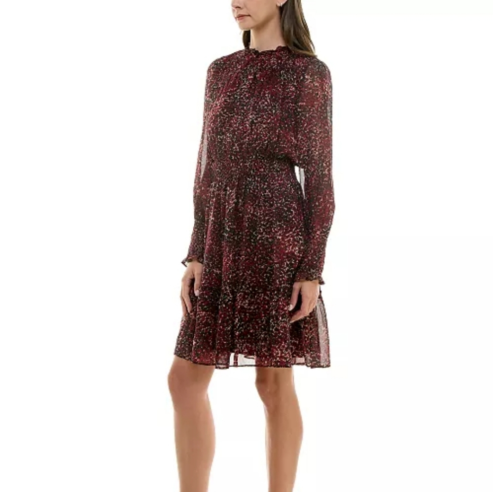 Taylor Black and Red Long Sleeve Dress
